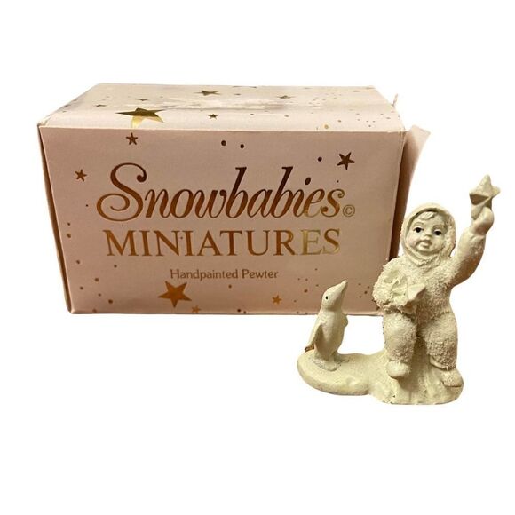 Snowbabies Miniatures Wishing On A Star Pewter Figurine Department 56 Exclusive - Picture 1 of 4